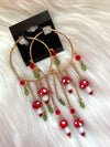 Dangling Mushroom Hoops Red