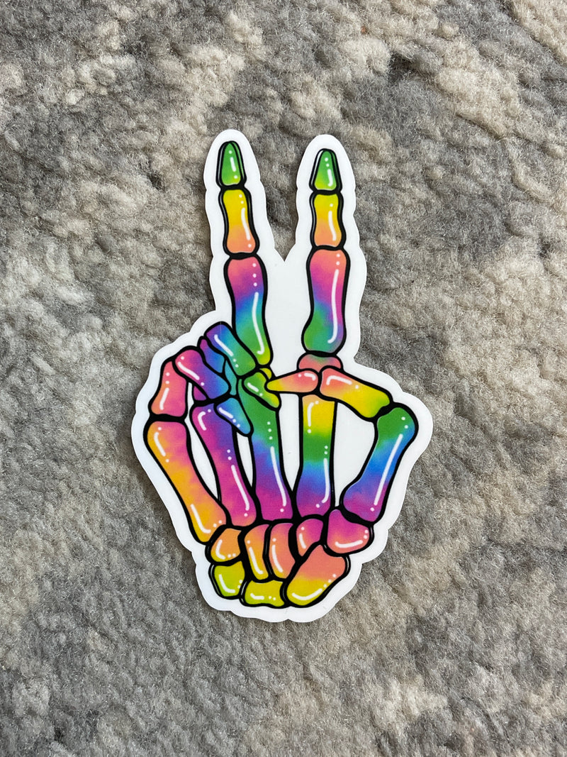 Rainbow Skeleton Peace Sticker