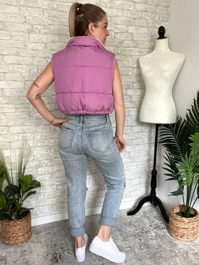 Paige Reversible Cropped Vest Lilac