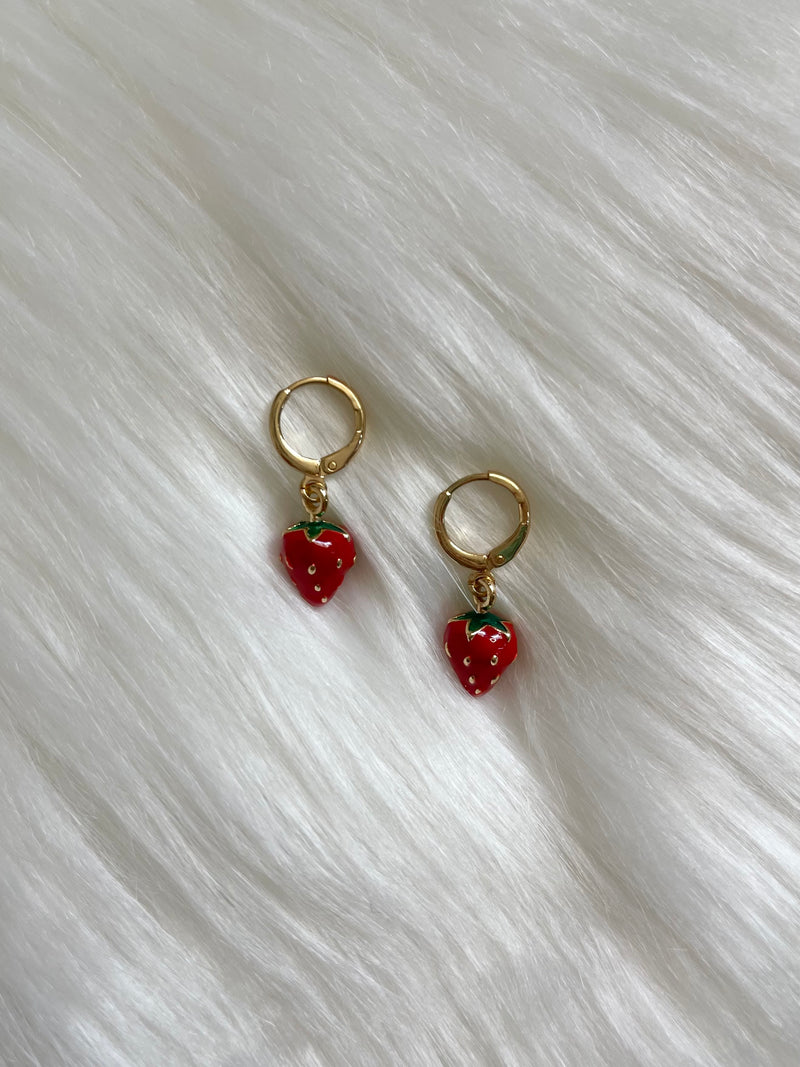Strawberry Mini Gold Hoops