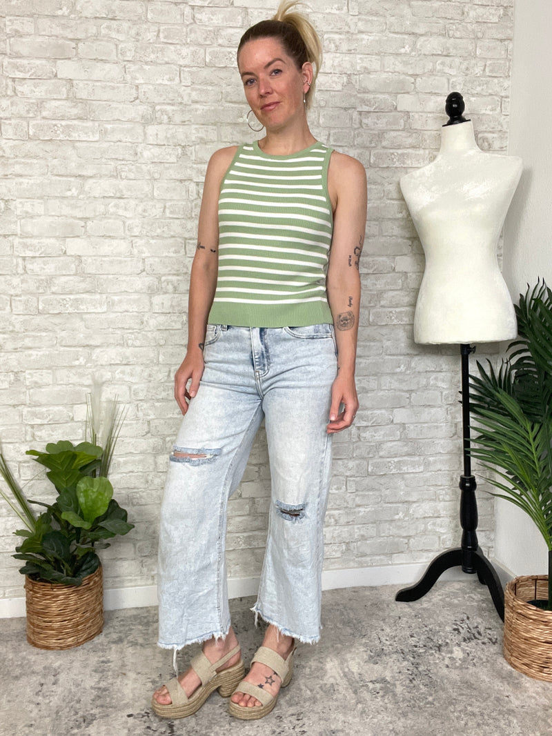 Darlene Green+Cream Stripe Tank