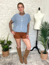Lanny Short Sleeve Button-Up Cardigan Blue