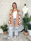 Millie Checker Print Cardigan Orange