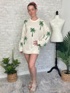 Palm Print Knit Summer Sweater