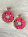 Pink Sprinkle Donut Earrings