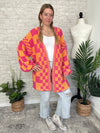 Millie Checker Print Cardigan Pink+Orange