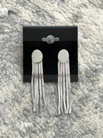 Oval Disc Snake Chain Earrings Silver