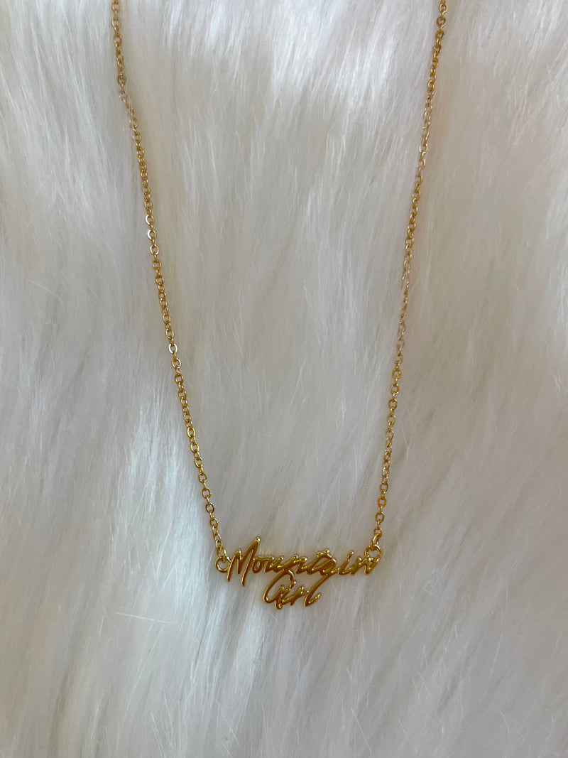 Mountain Girl Pendant Necklace Gold