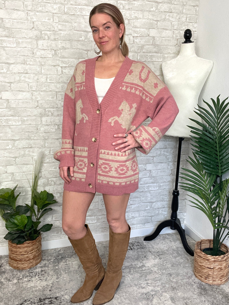 Holly Western Cardigan Pink