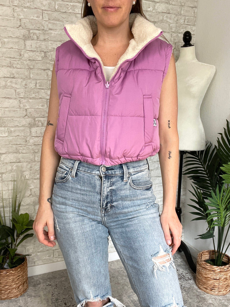 Paige Reversible Cropped Vest Lilac