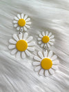 Double Daisy Acrylic Earrings White