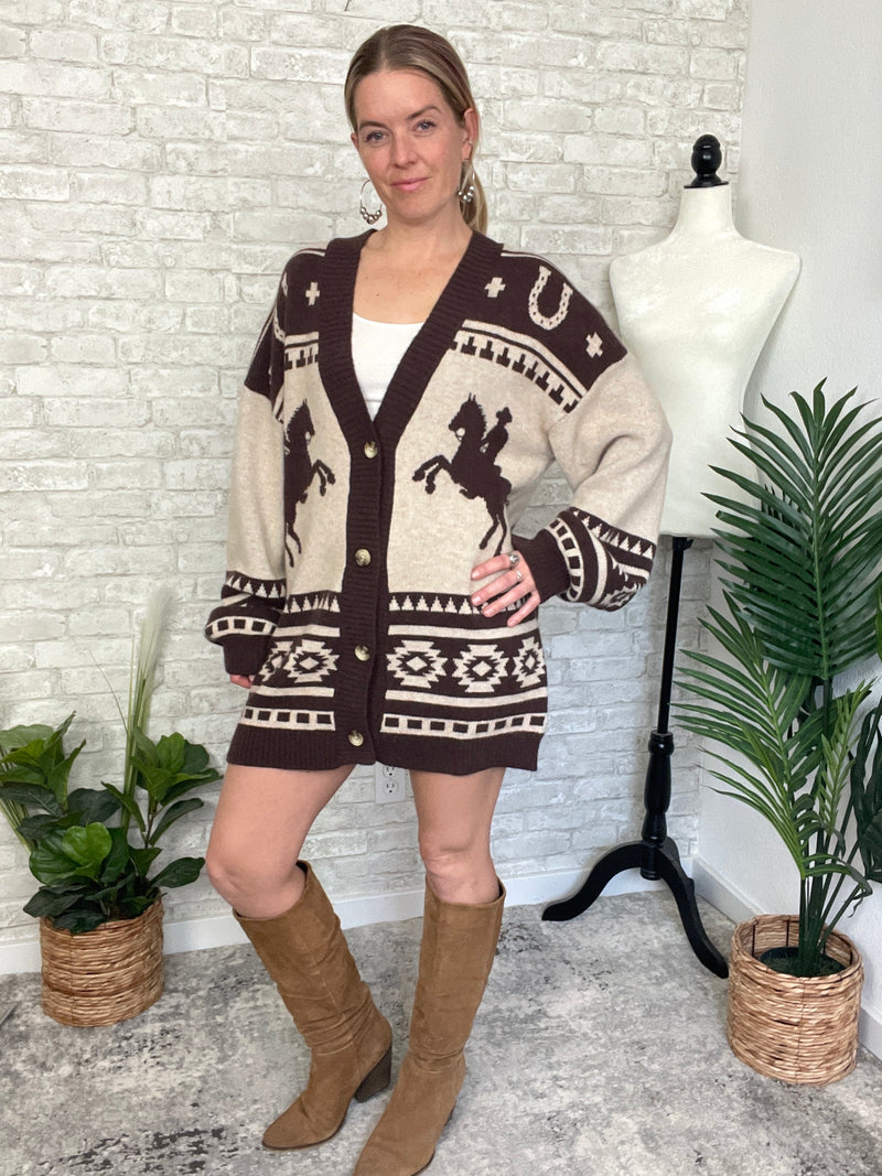 Holly Western Cardigan Brown
