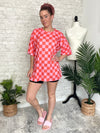 Becka Orange+Pink Checker Set Top