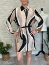 Crystal Crinkle Block Design Dress