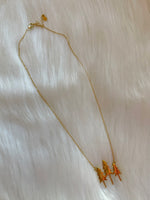 Three Tree Pendant Necklace Gold