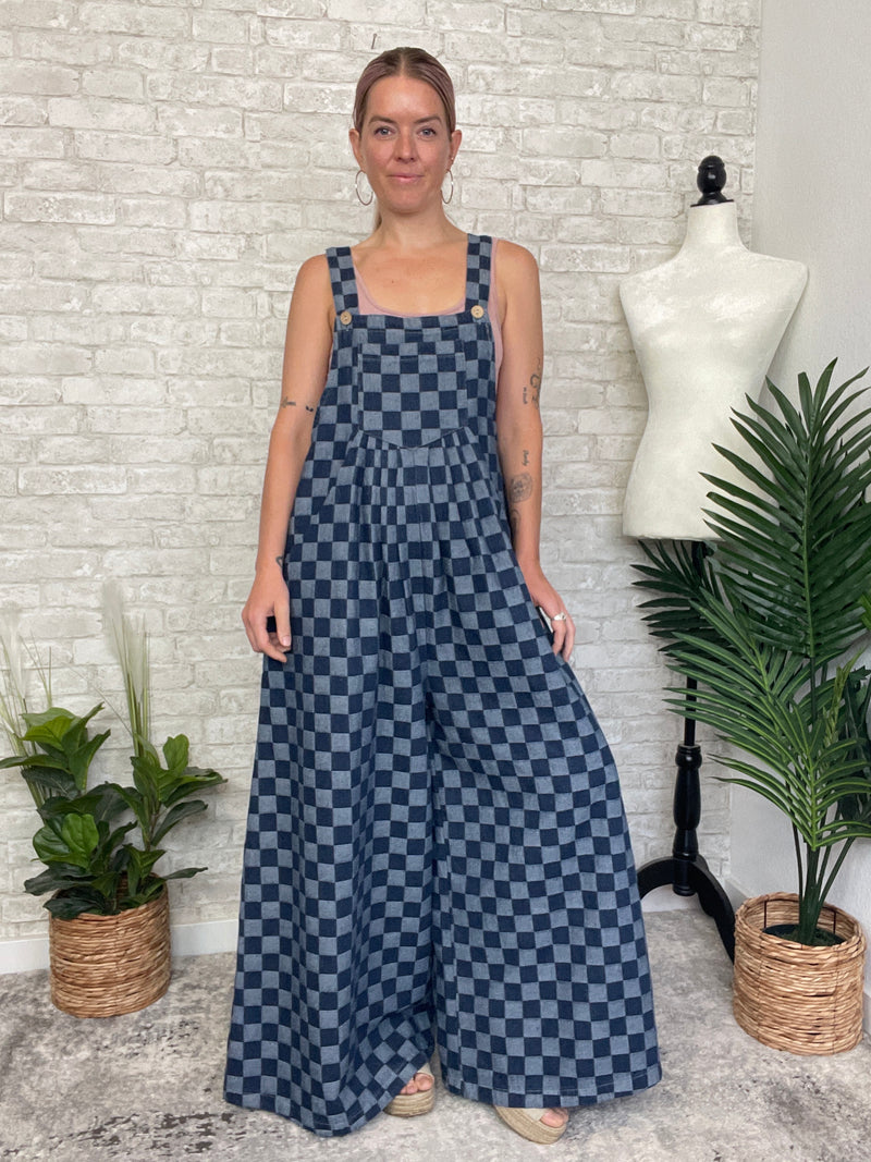 Fena Checker Wide-Leg Overall