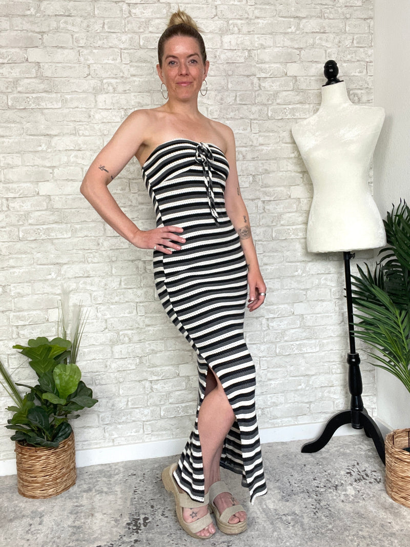 Lionel Black+White Stripe Knit Tube Dress