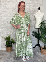 Flor Green Maxi Kimono Dress