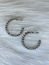 Silver Beaded Textured Hoop