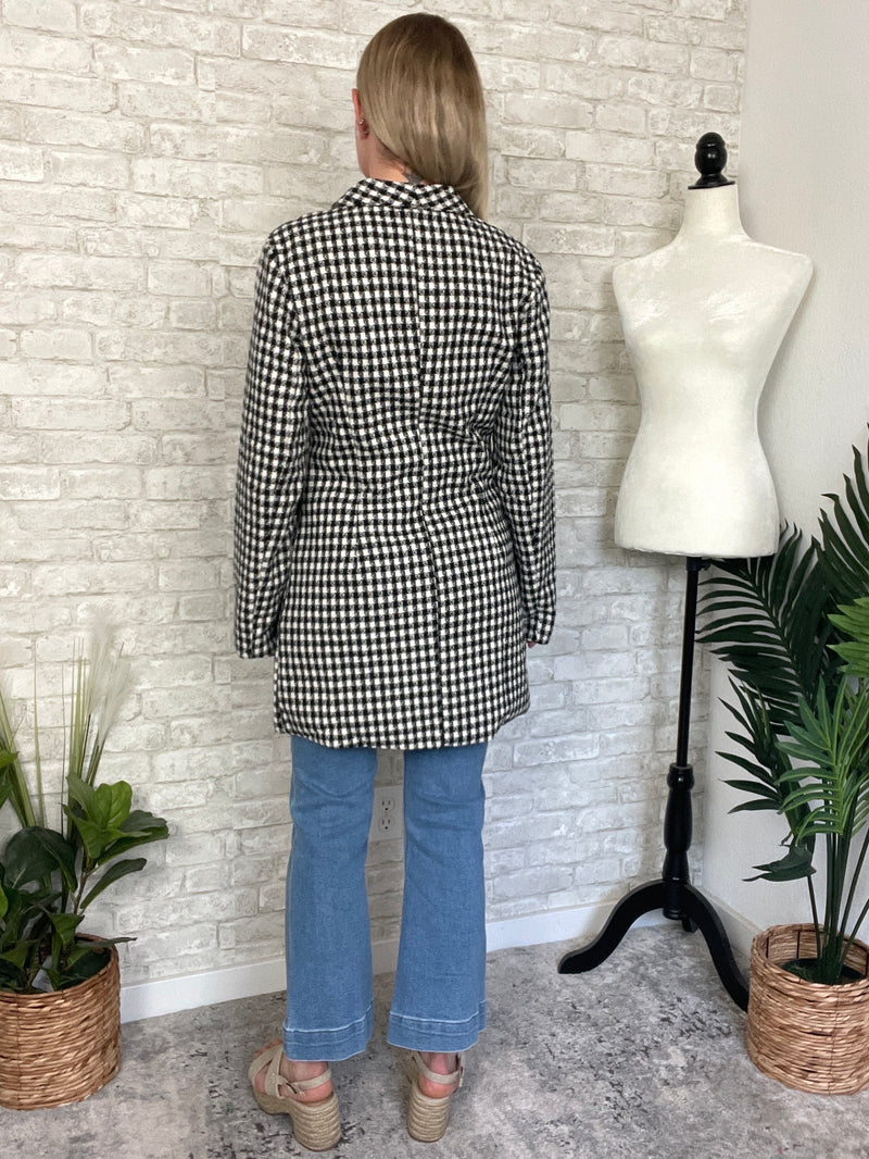 Khloe Jacket Black + White Houndstooth