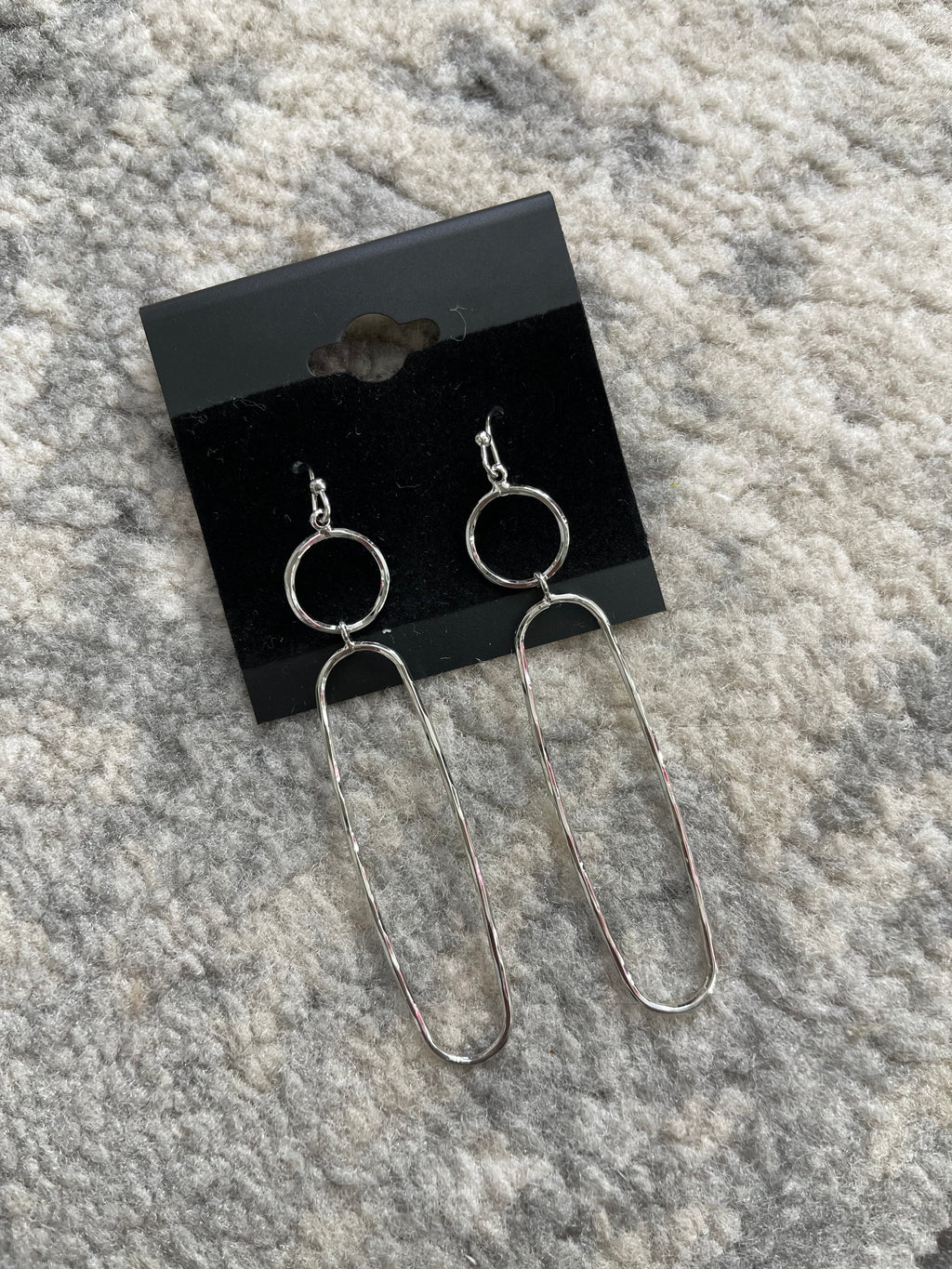 Dainty Wire Oval Hook Earrings Silver