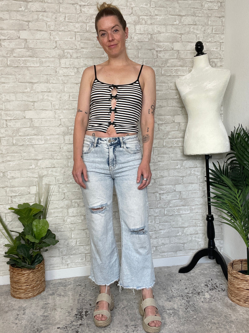 Josie B+W Stripe Bow Mini Tank