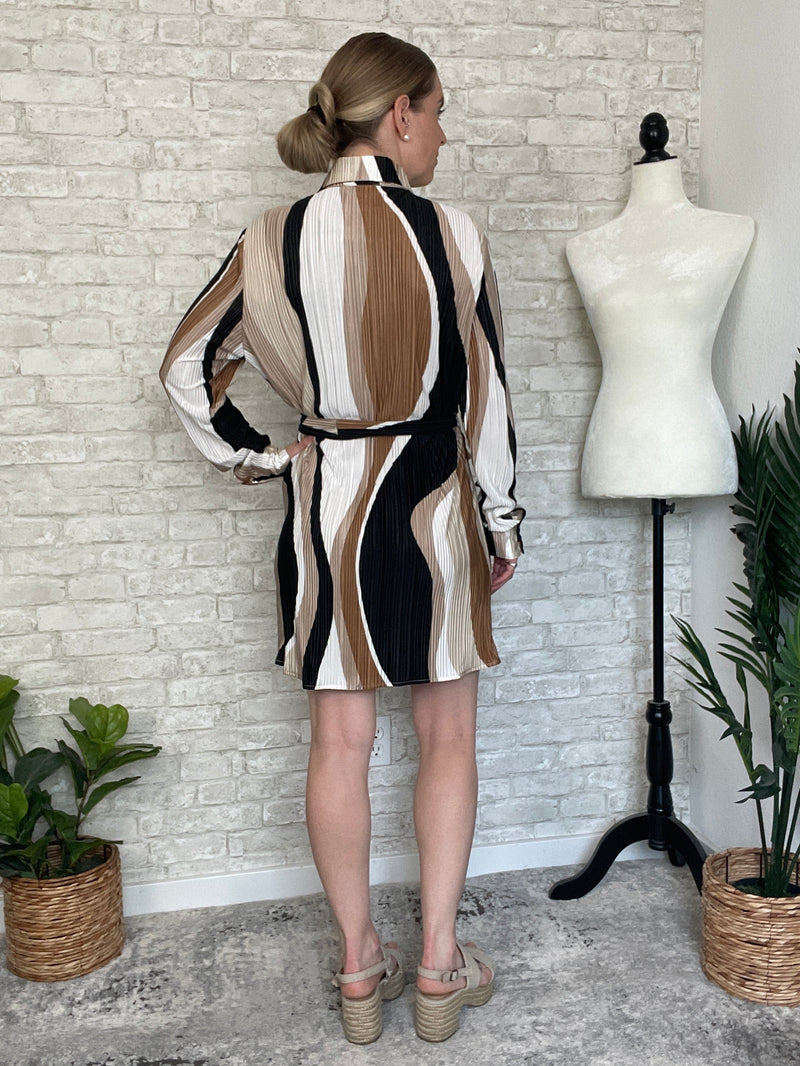 Crystal Crinkle Block Design Dress