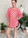Becka Orange+Pink Checker Set Top