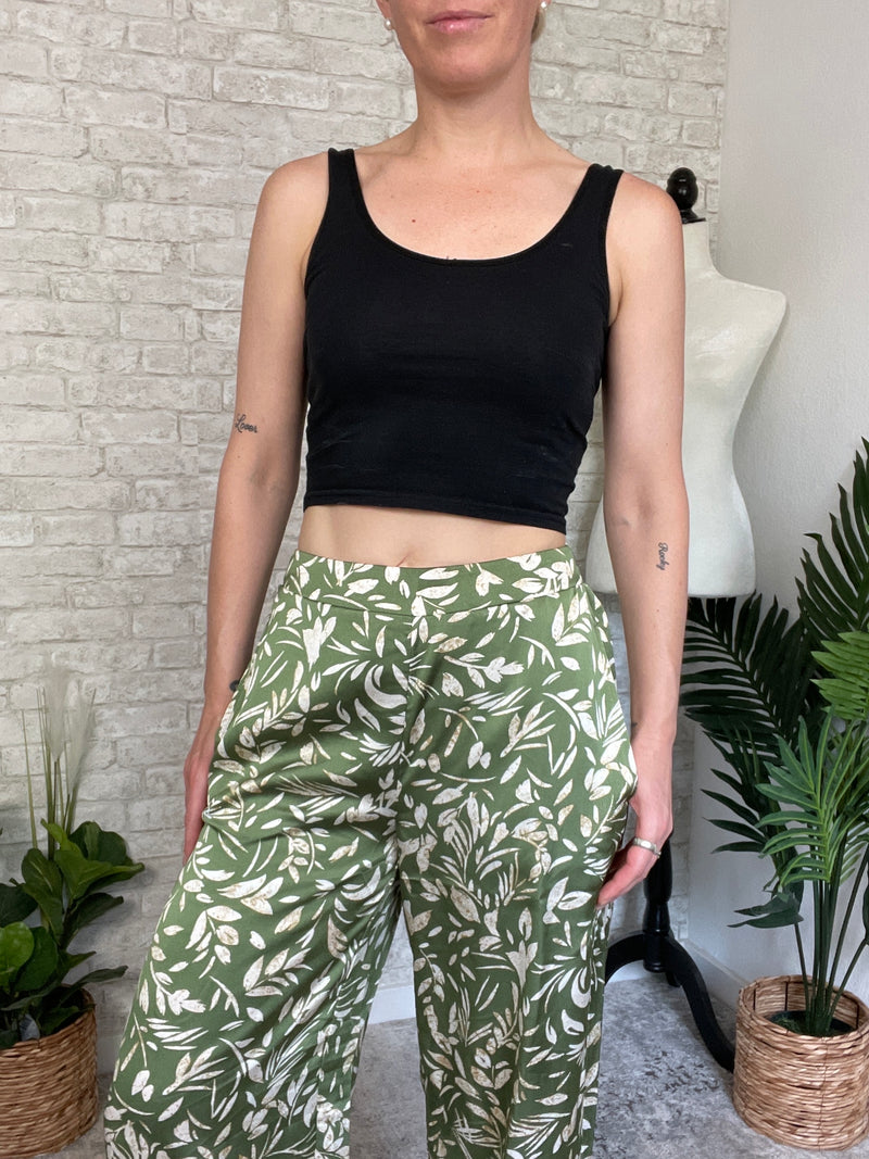 Bamboo Jungle Pants Green Satin