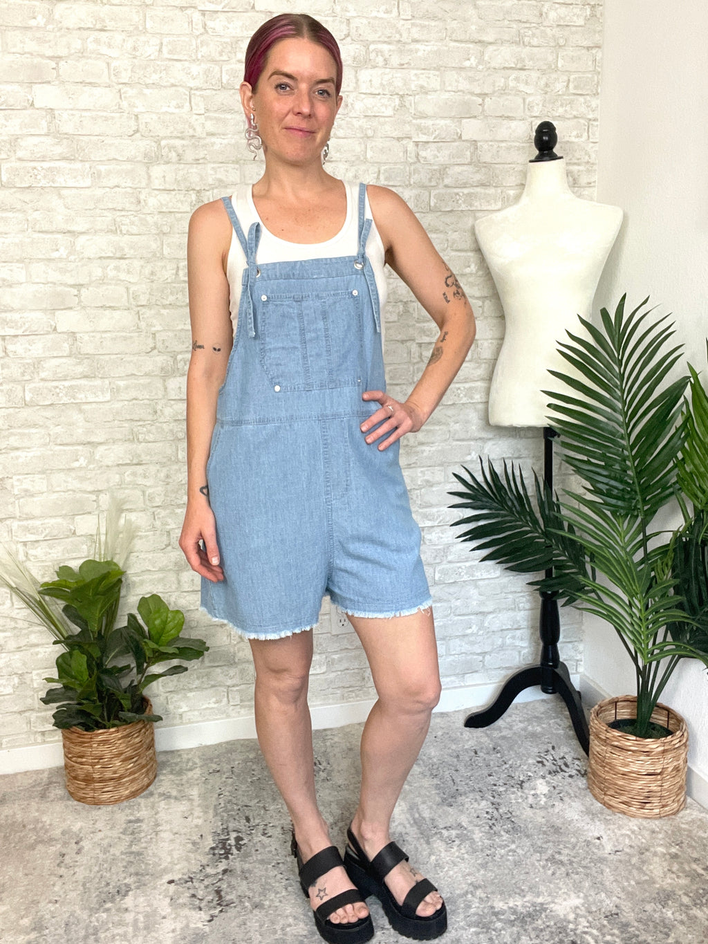 Luna Vintage Denim Blue Short Overall