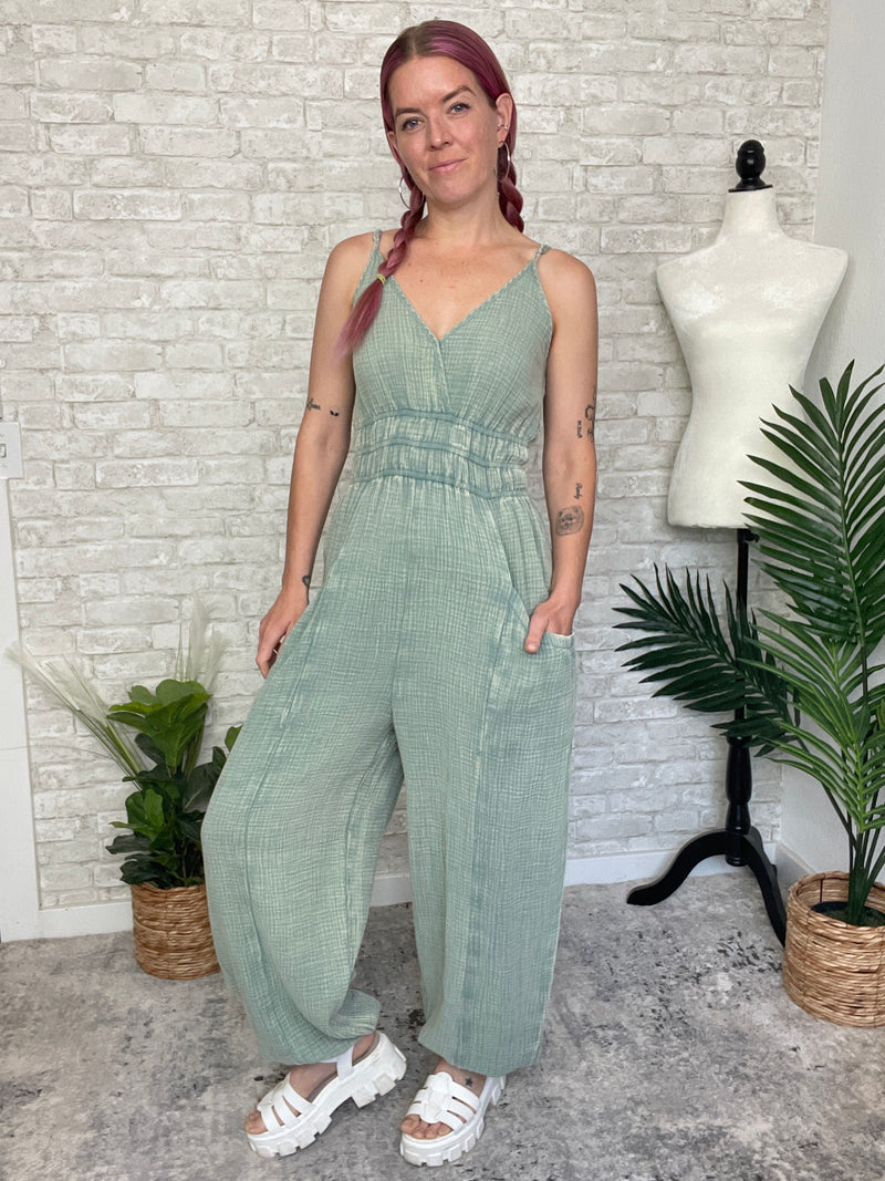 Sage Gauze Jumpsuit