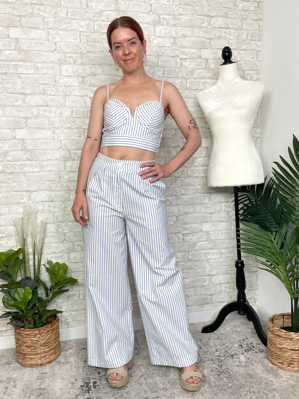 Kalinda Blue+White Pant Set