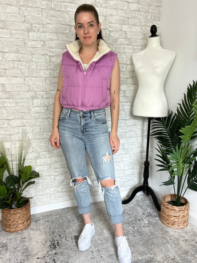 Paige Reversible Cropped Vest Lilac