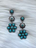 Turquoise Drop Down Flower Earrings