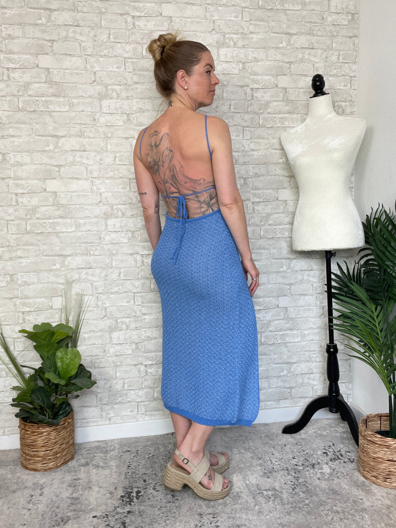 Conch Blue Seaside Knit Dress/CoverUp