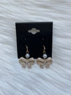 Pearl + Rhinestone Bow Earring Gold