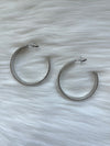 Silver Thick Textured Hoop
