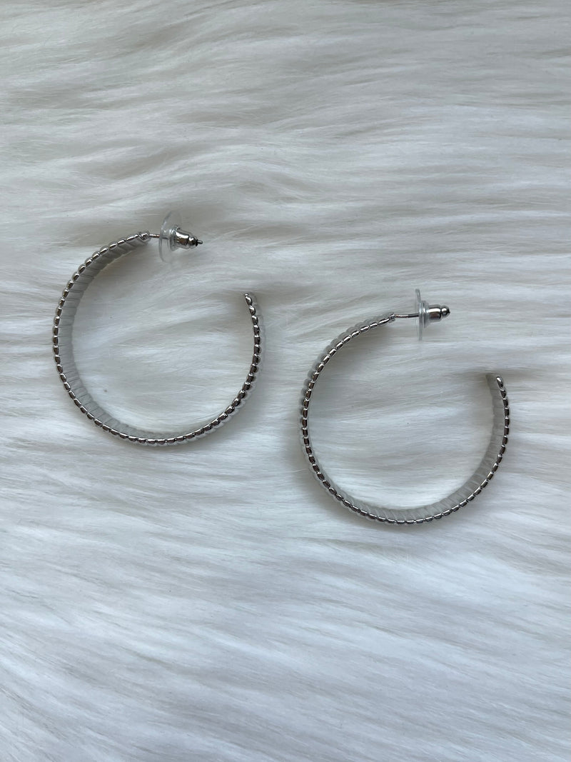 Silver Thick Textured Hoop