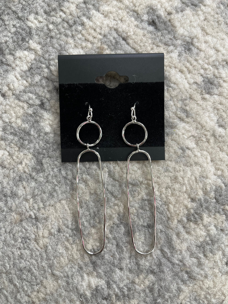 Dainty Wire Oval Hook Earrings Silver