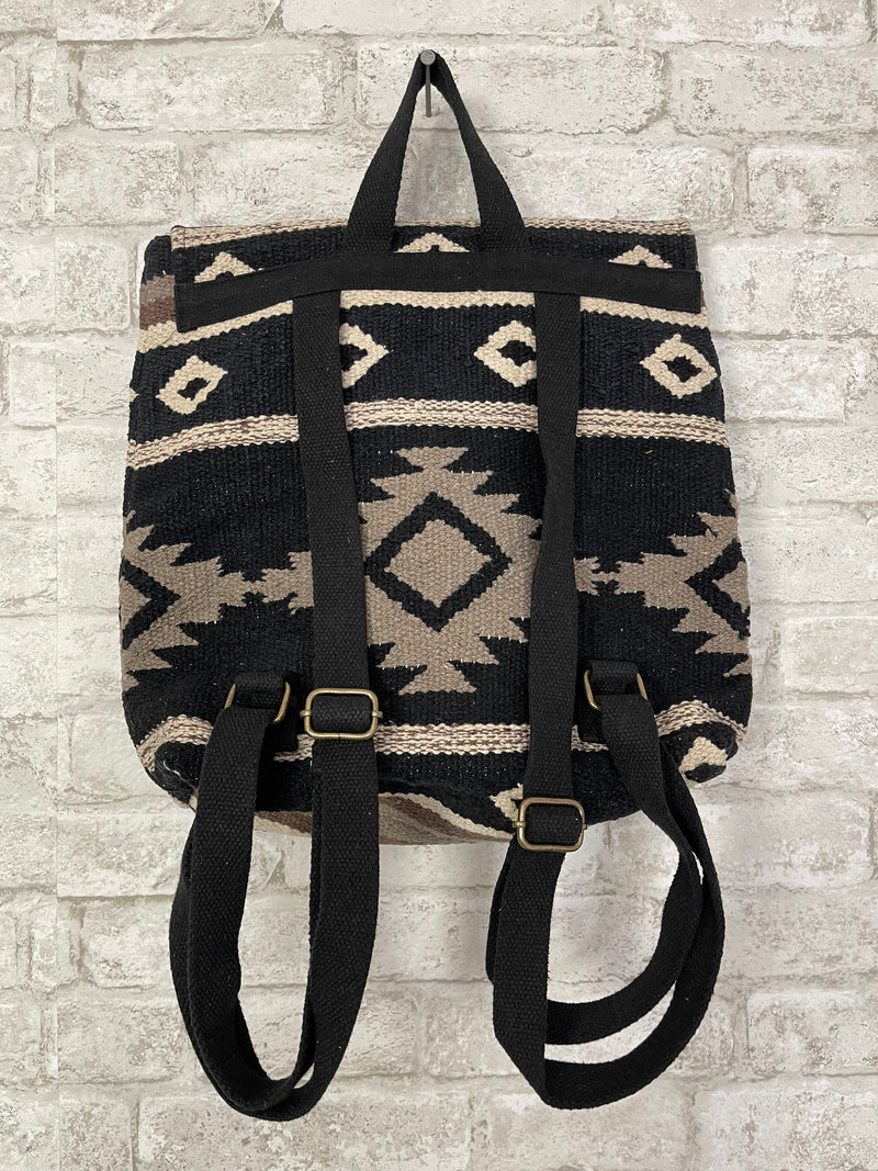 Black, Taupe + Cream Aztec Backpack