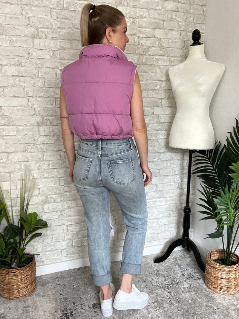 Paige Reversible Cropped Vest Lilac