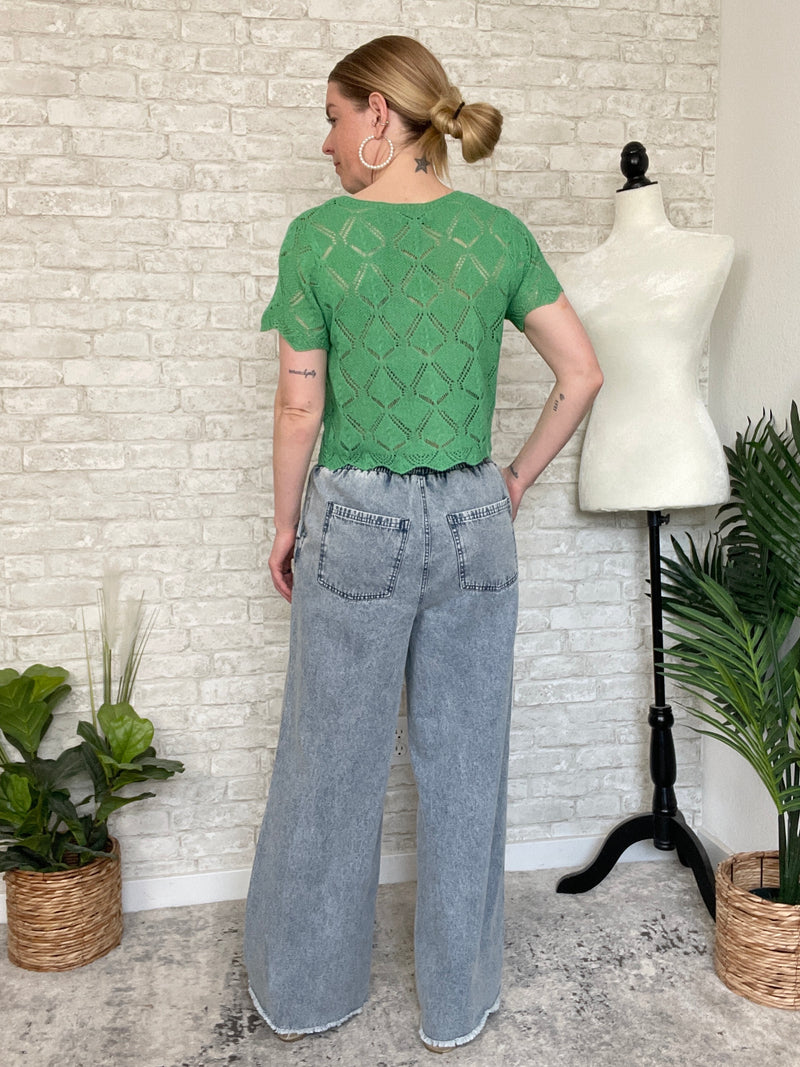 Lozio Green Crochet Top