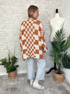 Millie Checker Print Cardigan Orange