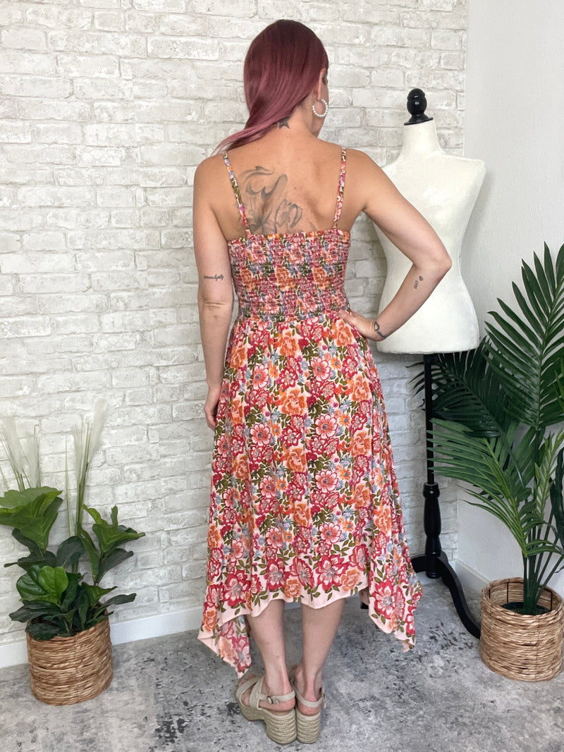 Heidi Twist Peach Floral Dress
