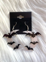 Crescent Moon With Bats Earrings