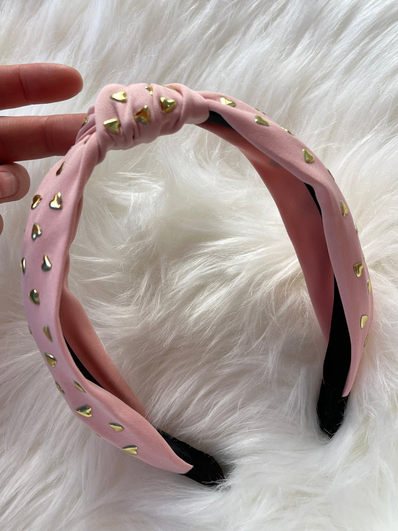 Light Pink Heart Dot Headband
