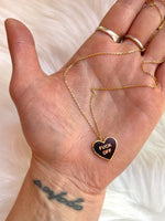 (Fuck Off) Heart Necklace Black/Gold