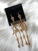 Dancing Skeleton Earrings Gold