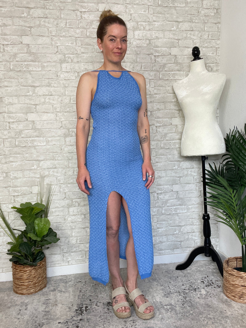 Conch Blue Seaside Knit Dress/CoverUp