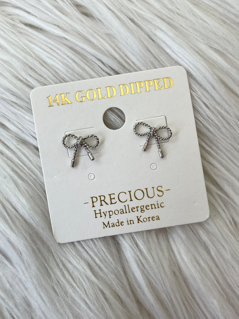 Gold Plated Hoop Bows - Silver